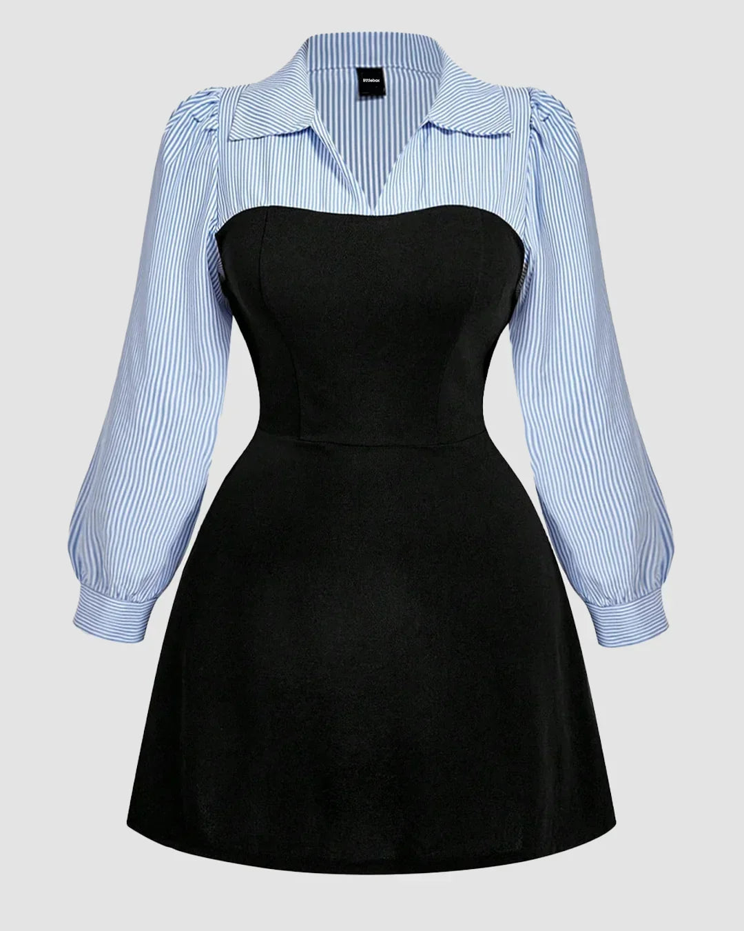 Blue Contrast Colour A-Line Mini Dress Curve & Plus