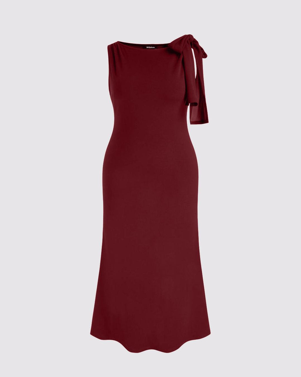 Boat Neck Solid Bowknot Maxi Dress Curve & Plus In Maroon
