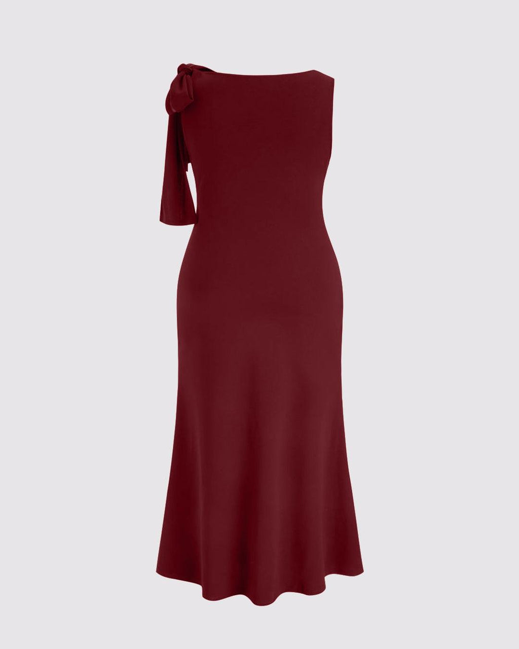 Boat Neck Solid Bowknot Maxi Dress Curve & Plus In Maroon