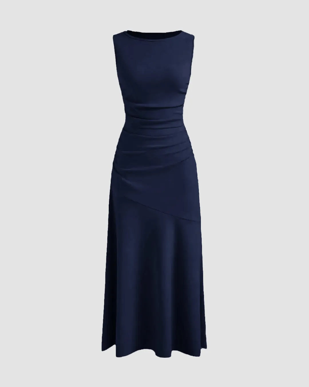 Sleeveless Maxi Dress with Flared Hem in Dark Navy Blue
