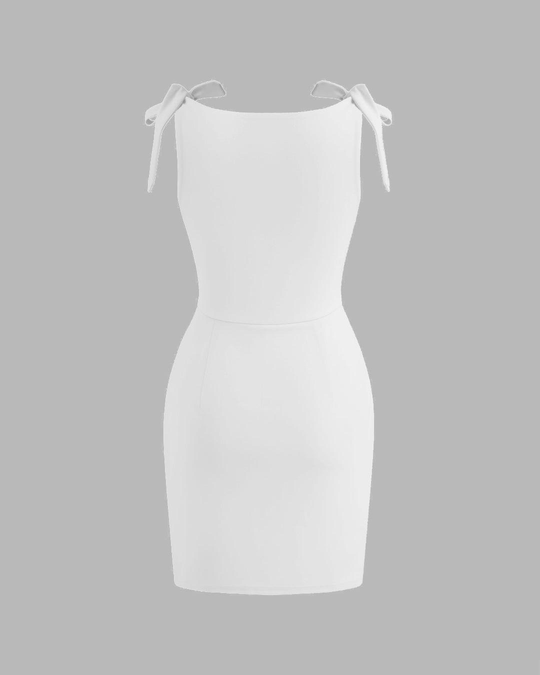 Boat Neckline Solid Bowknot Wrap Ruched Mini Dress