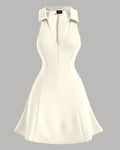 Bodycon Neck Collared Summer Dress in Beige