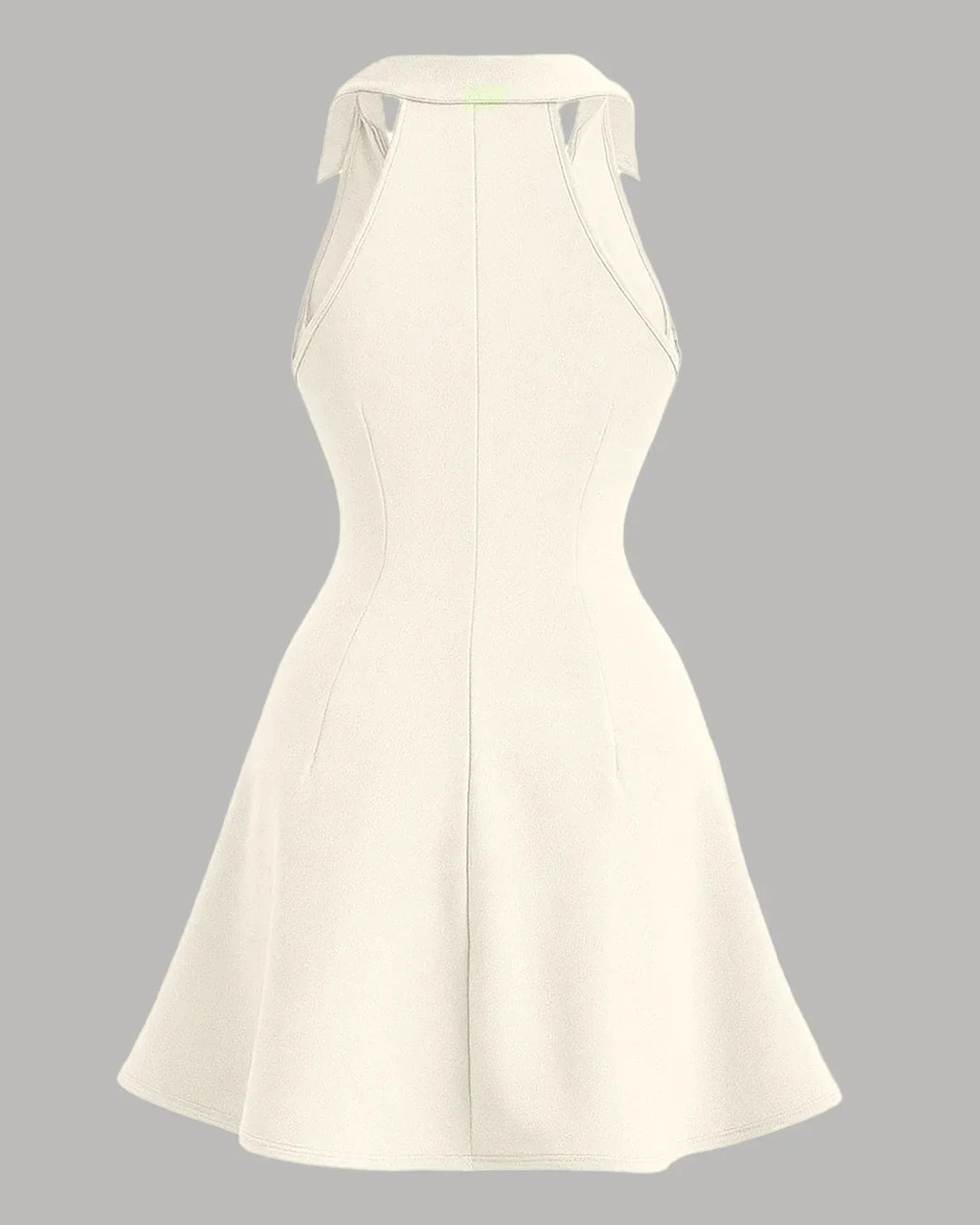 Bodycon Neck Collared Summer Dress in Beige