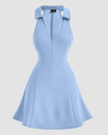 Bodycon Neck Collared Summer Dress in Blue