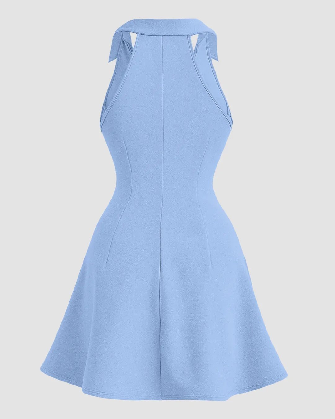 Bodycon Neck Collared Summer Dress in Blue
