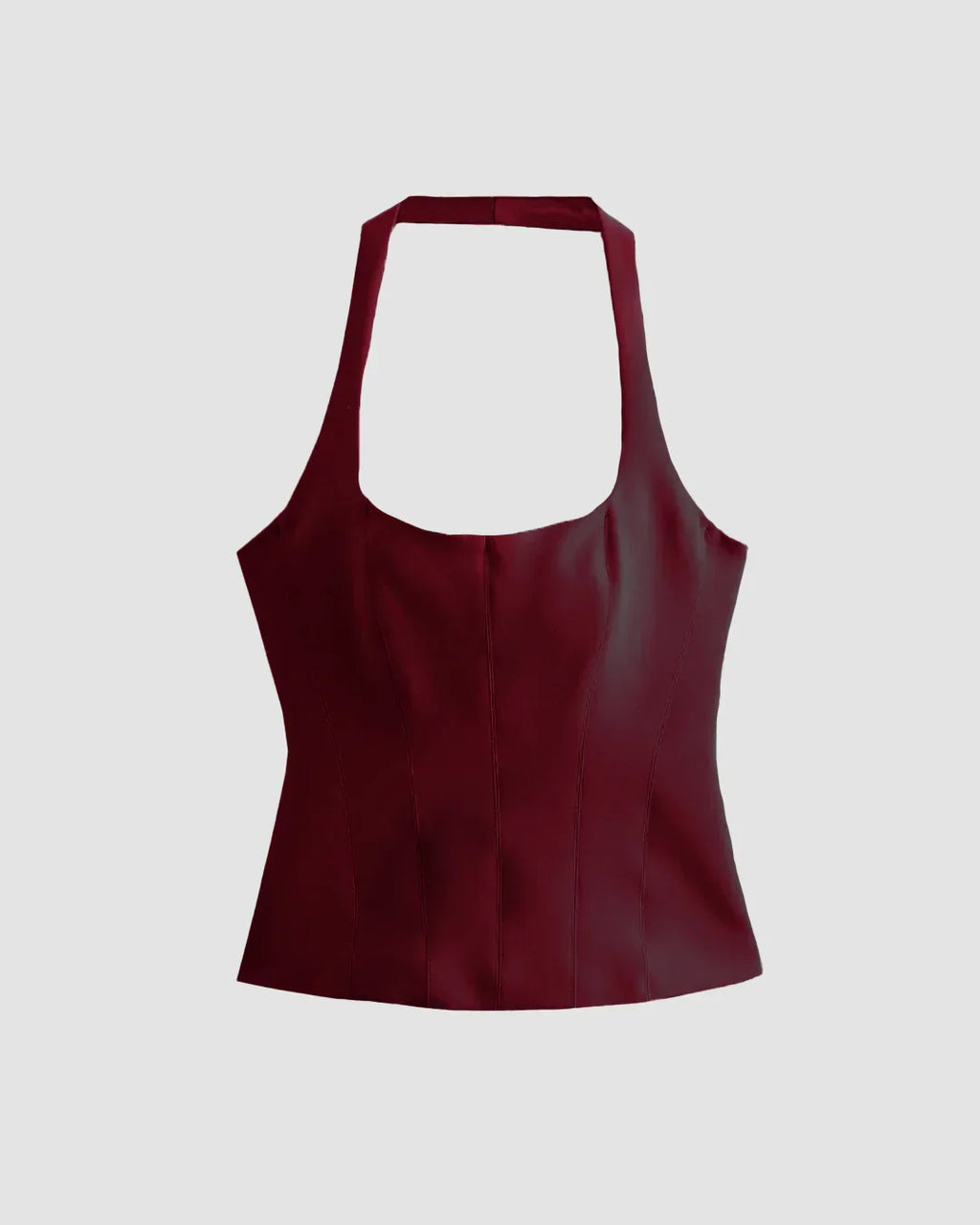 Burgundy Halter Neck Corset Top