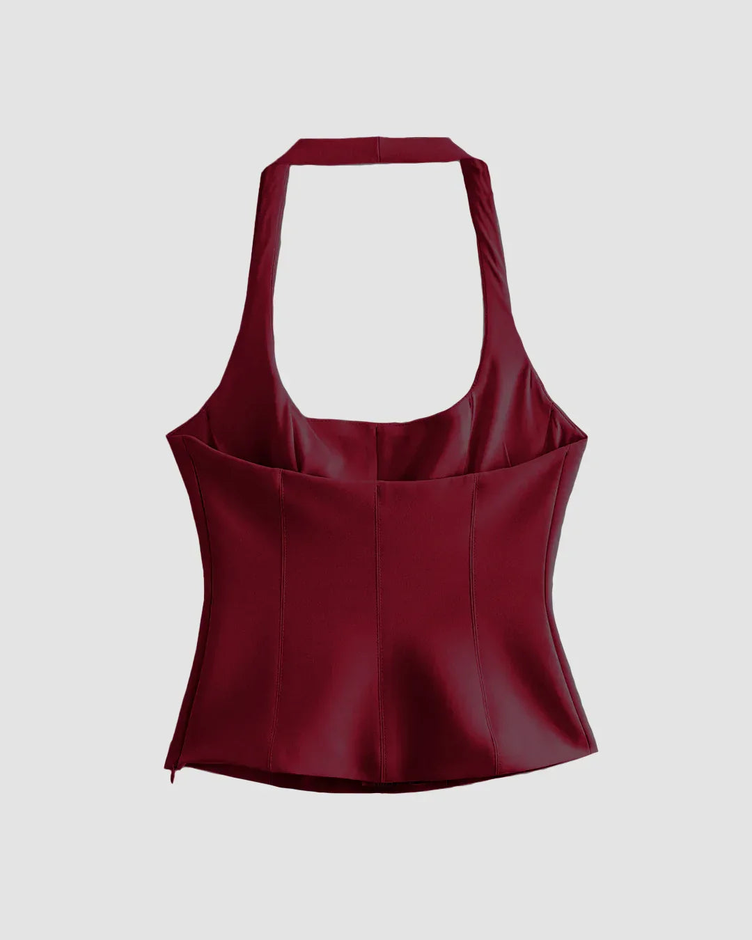 Burgundy Halter Neck Corset Top
