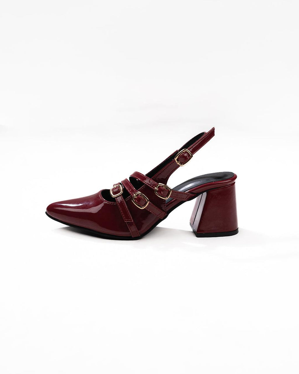 Burgundy Point Toe Slingback Heels
