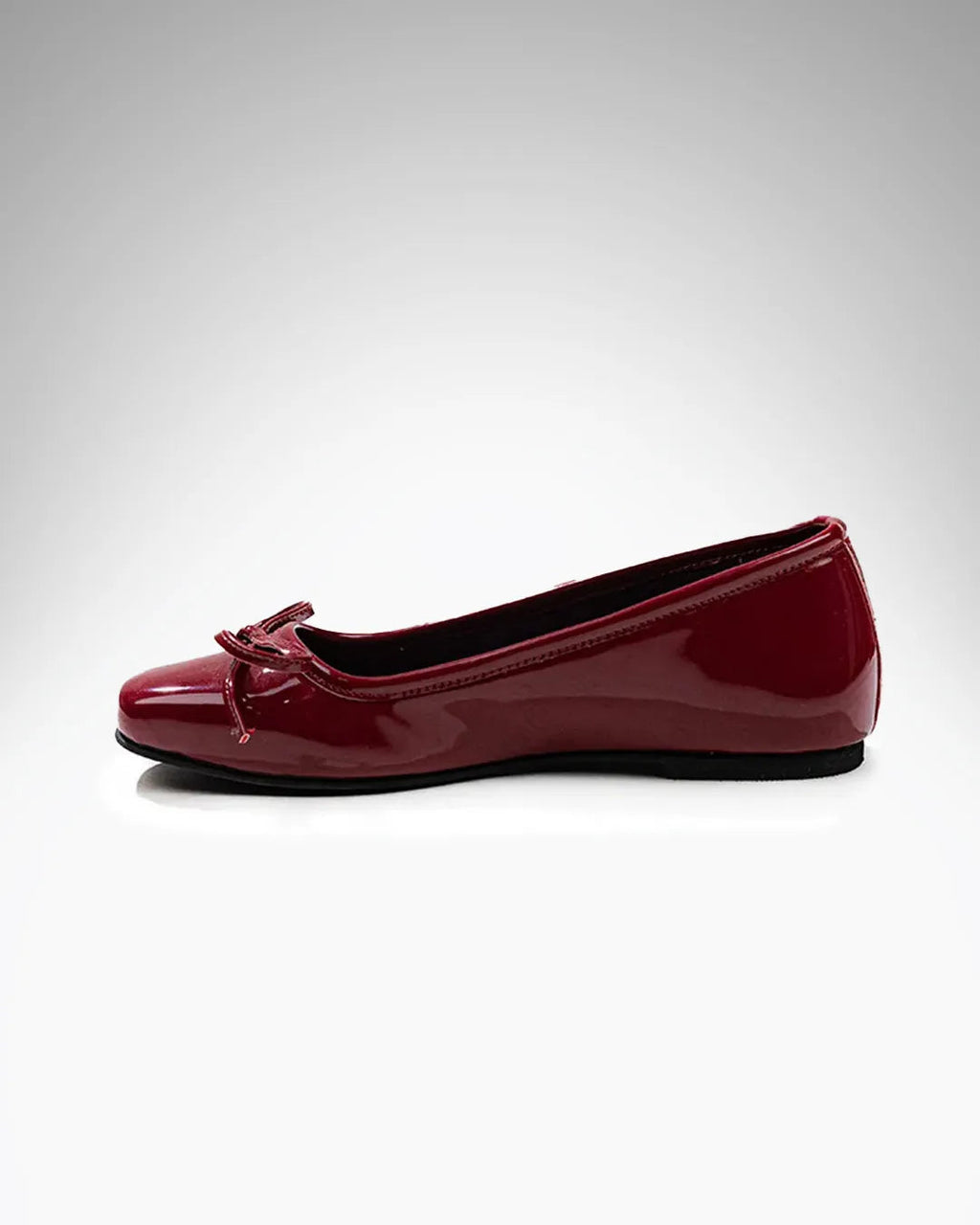 Burgundy Square Toe Womens Ballet Flats