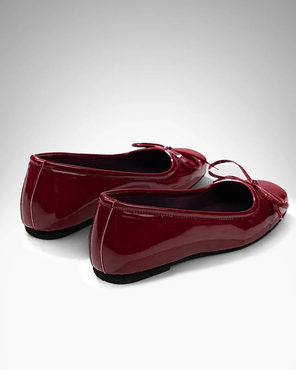 Burgundy Square Toe Womens Ballet Flats