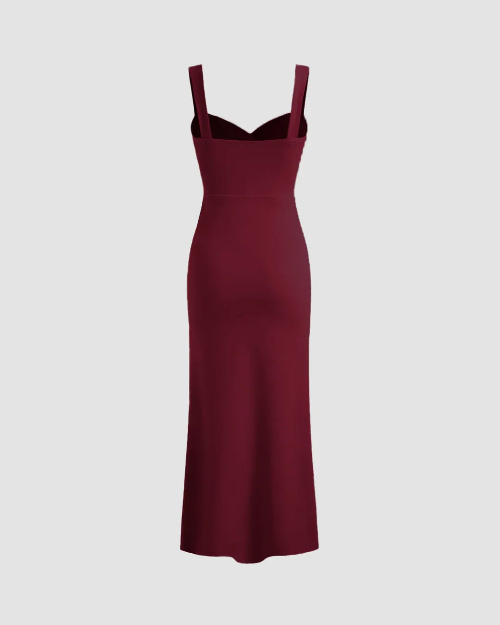 V Neck Ruched Bodycon Fit Midi Dress in in Burgundy