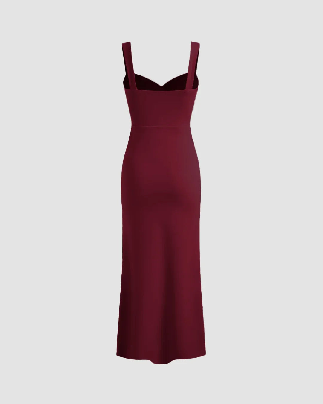 V Neck Ruched Bodycon Fit Midi Dress in in Burgundy