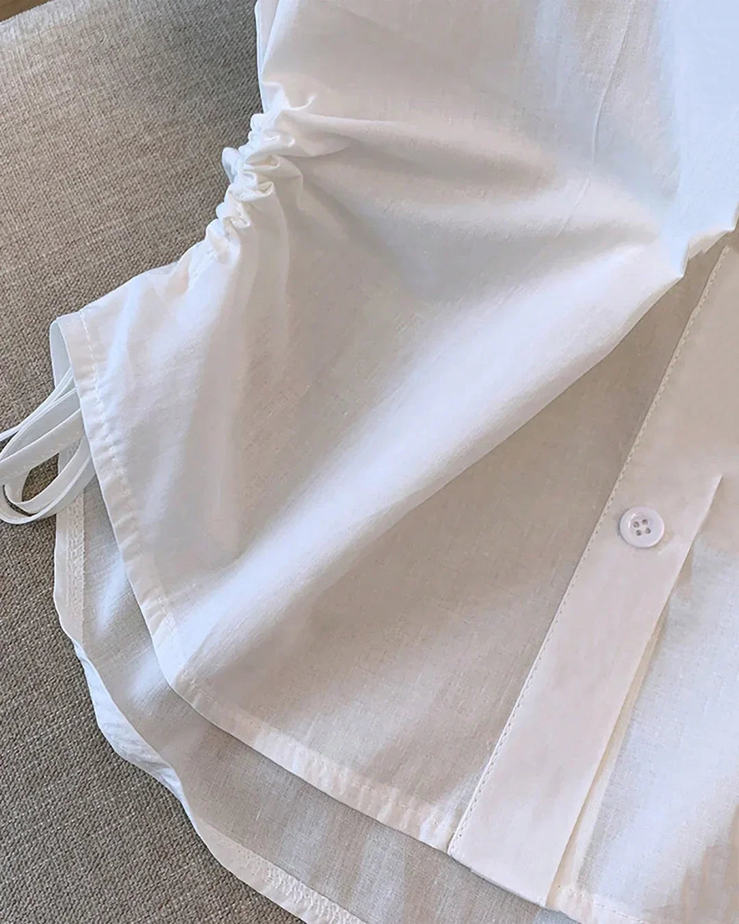 Button Down Collared Neck Short Sleeve Solid Shirt in White