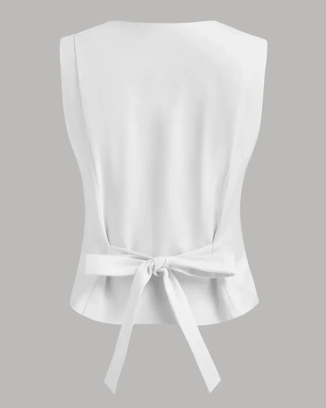 Button Front Tailored Sleeveless Top in White