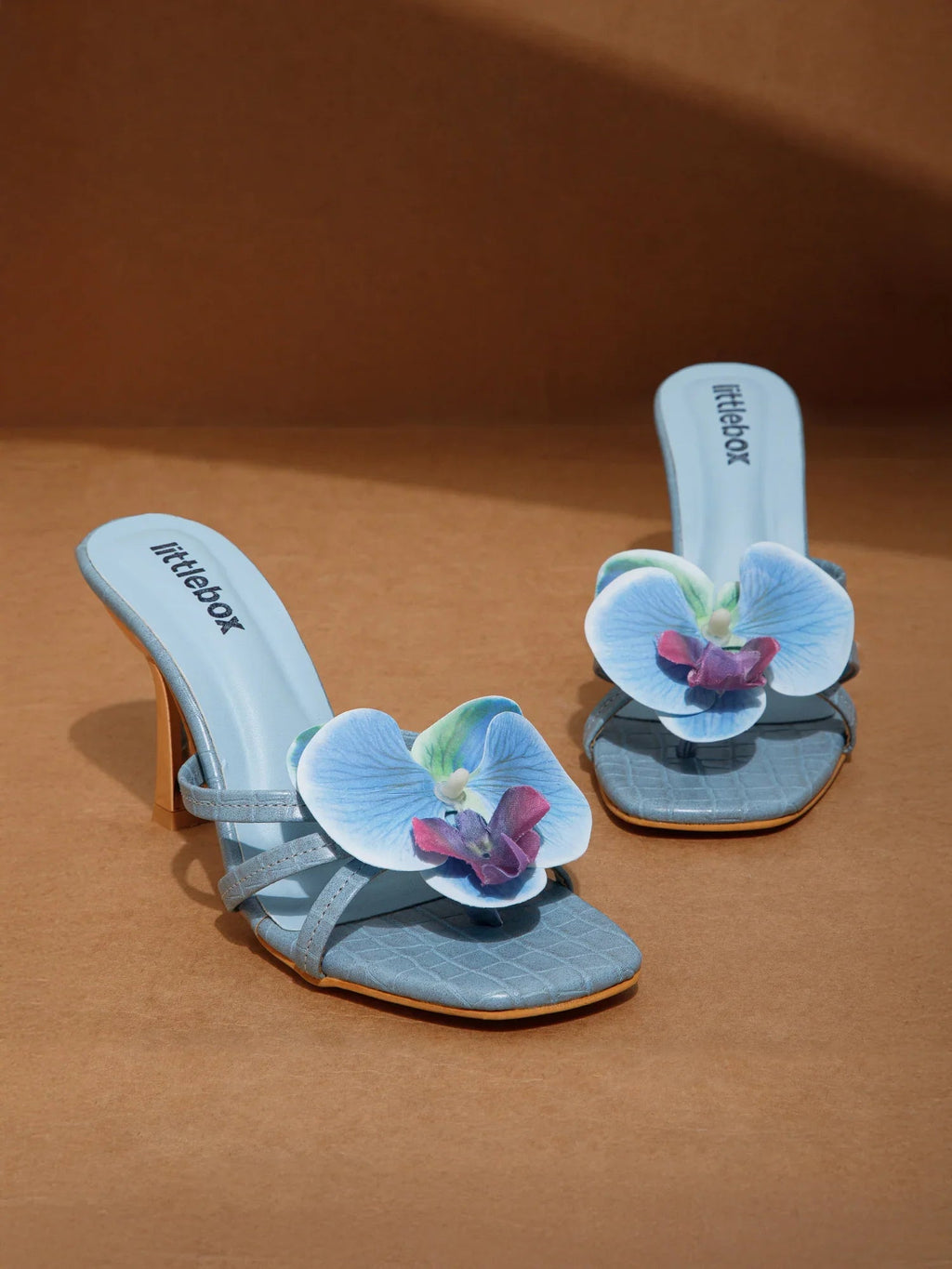 Blue Flower Decor High Heel Beach Sandals