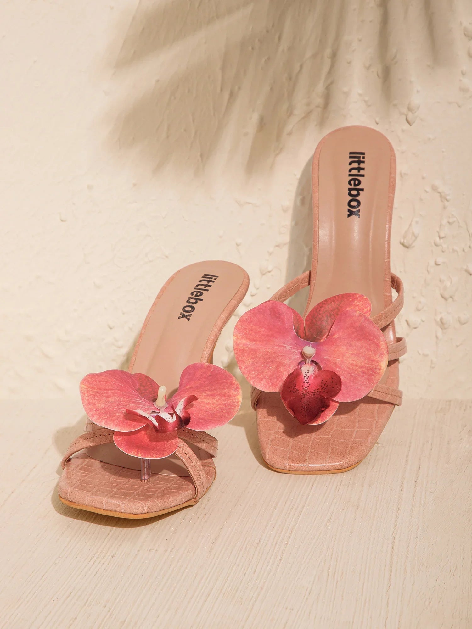 Peach Flower Decor High Heel Beach Sandals