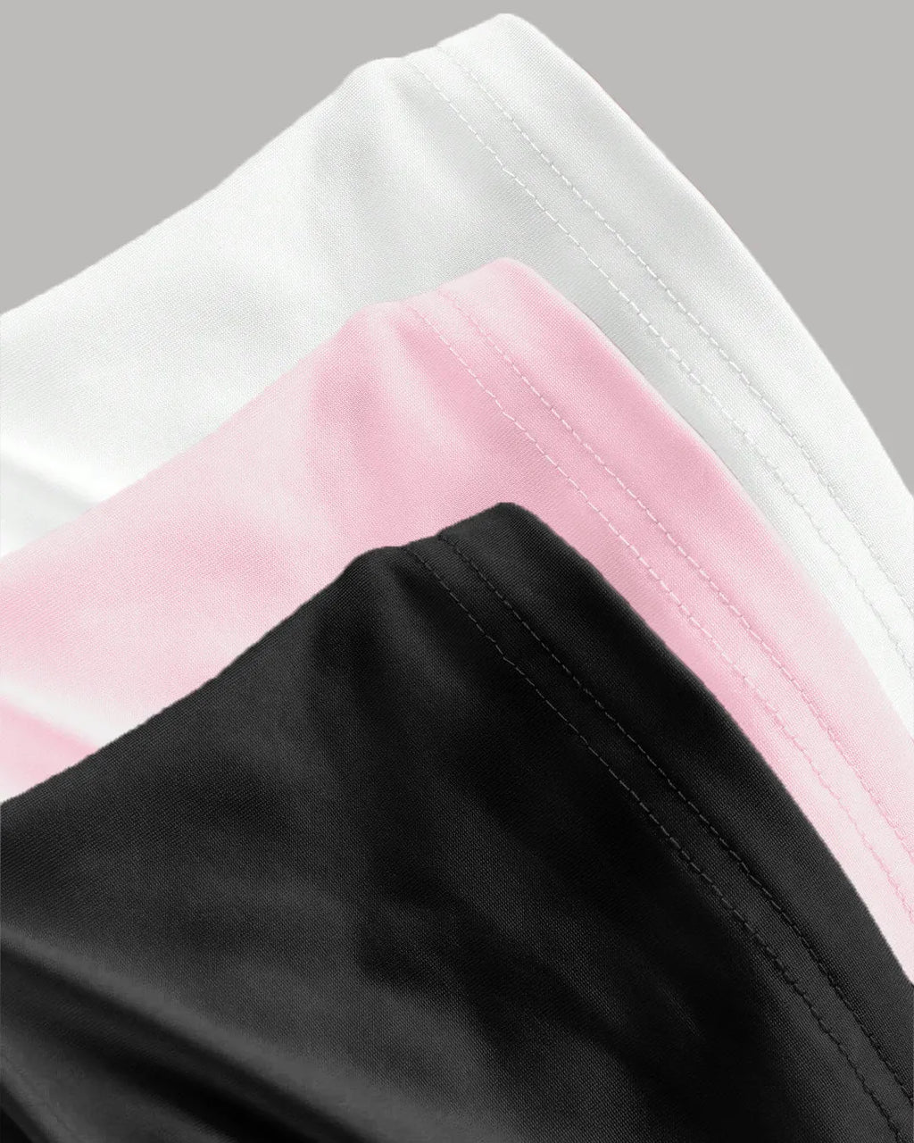 Cap Sleeve Boat Neck Ruched Top Set in Black, Pink and White