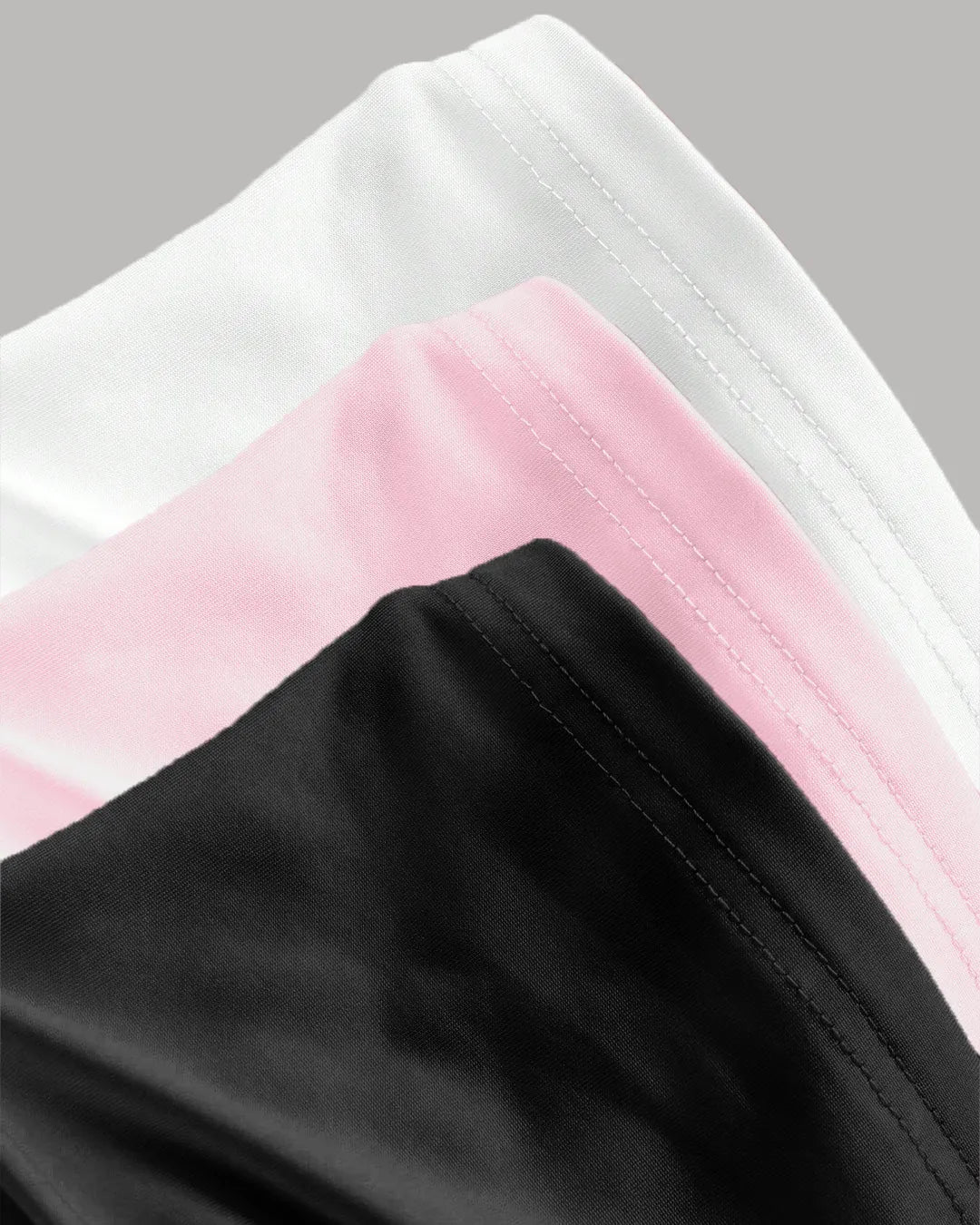 Cap Sleeve Boat Neck Ruched Top Set in Black, Pink and White