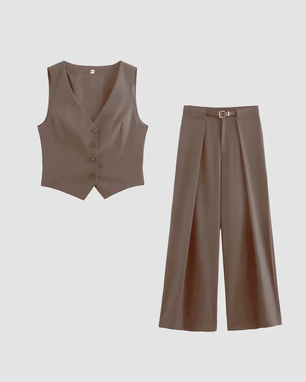 Cappuccino Waistcoat and Wide Leg Trouser Co-Ord Set
