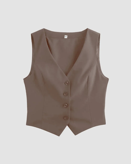 Cappuccino Waistcoat and Wide Leg Trouser Co-Ord Set