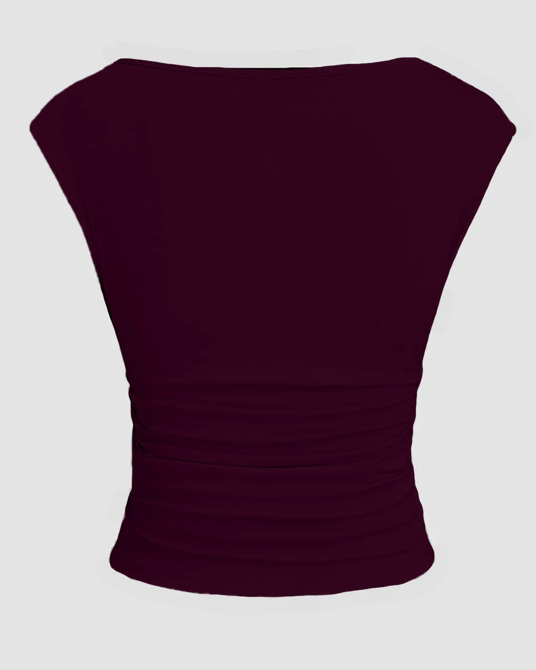 Casual Boat Neck Slim Fit Solid Crop Top in Maroon