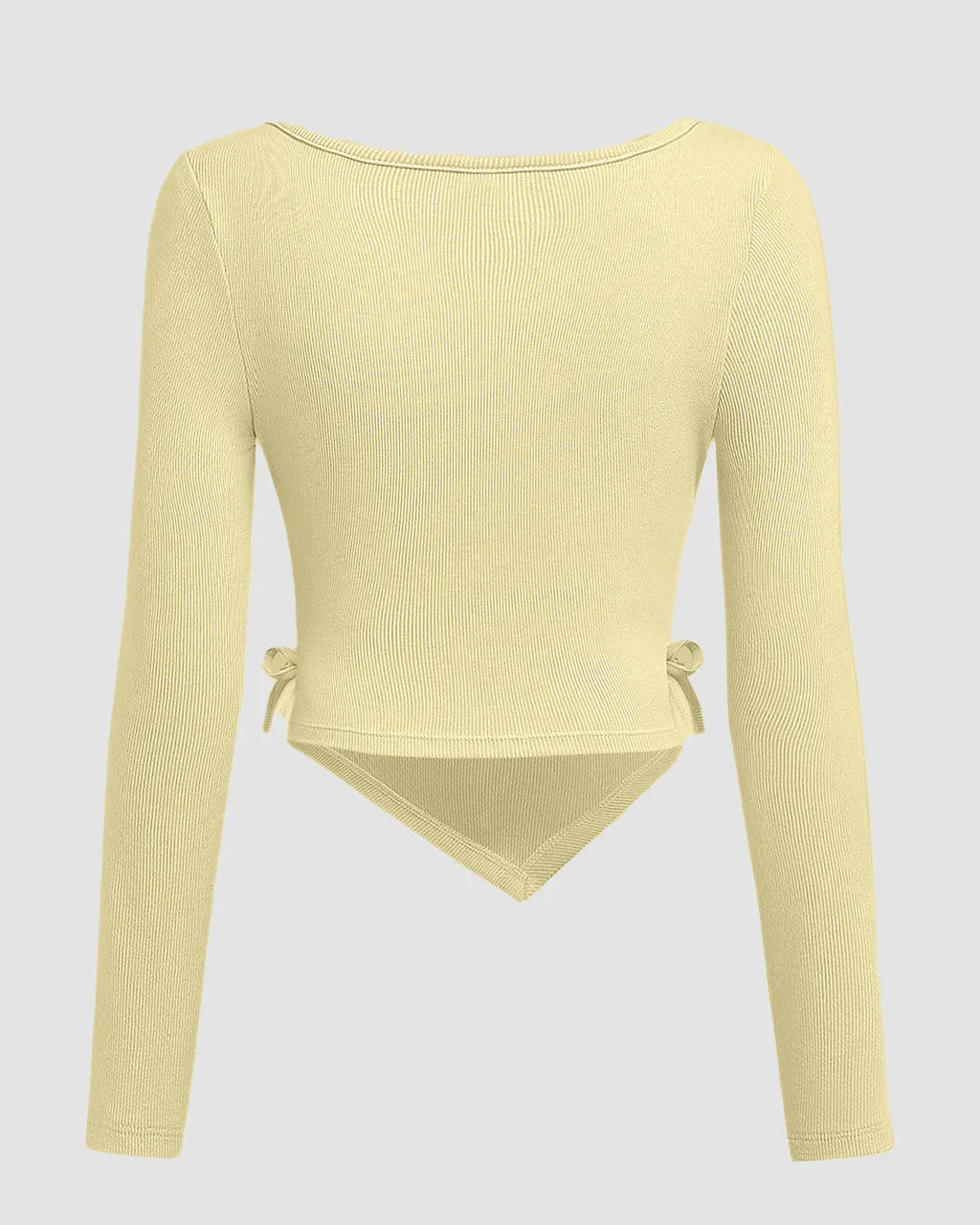 Casual Cowl Neck Ruched Side Tie Full Sleeve Top in Yellow