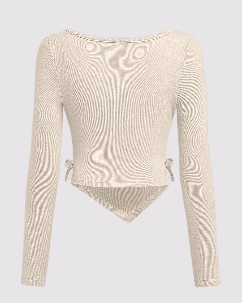 Casual Cowl Neck Ruched Side Tie Long Sleeve Top in White
