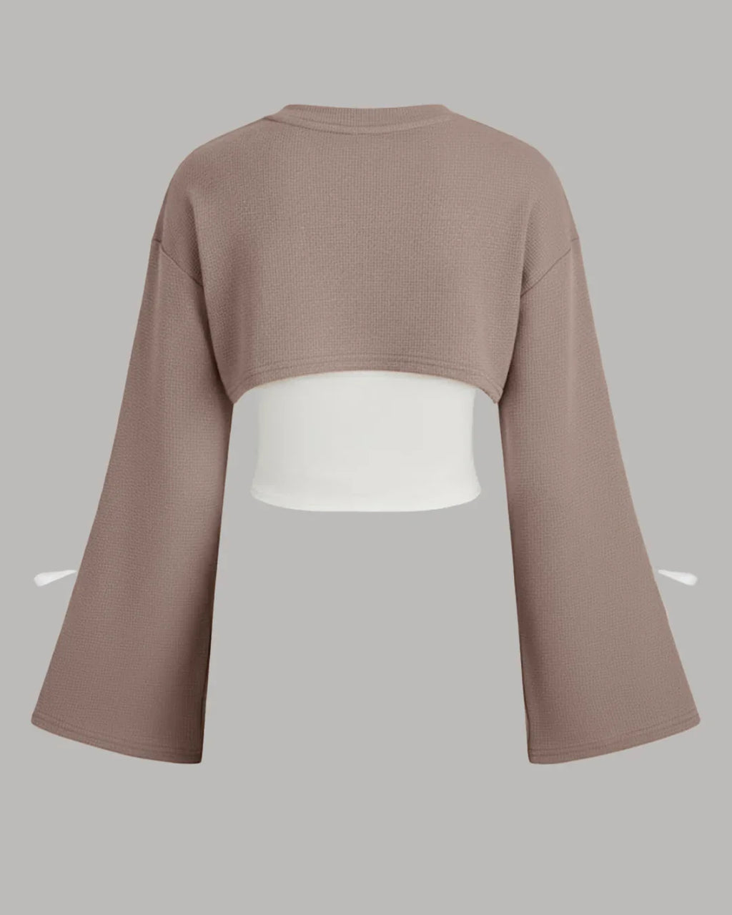 Casual Cut-Out Round Neck Full Sleeve Top in Pink and White