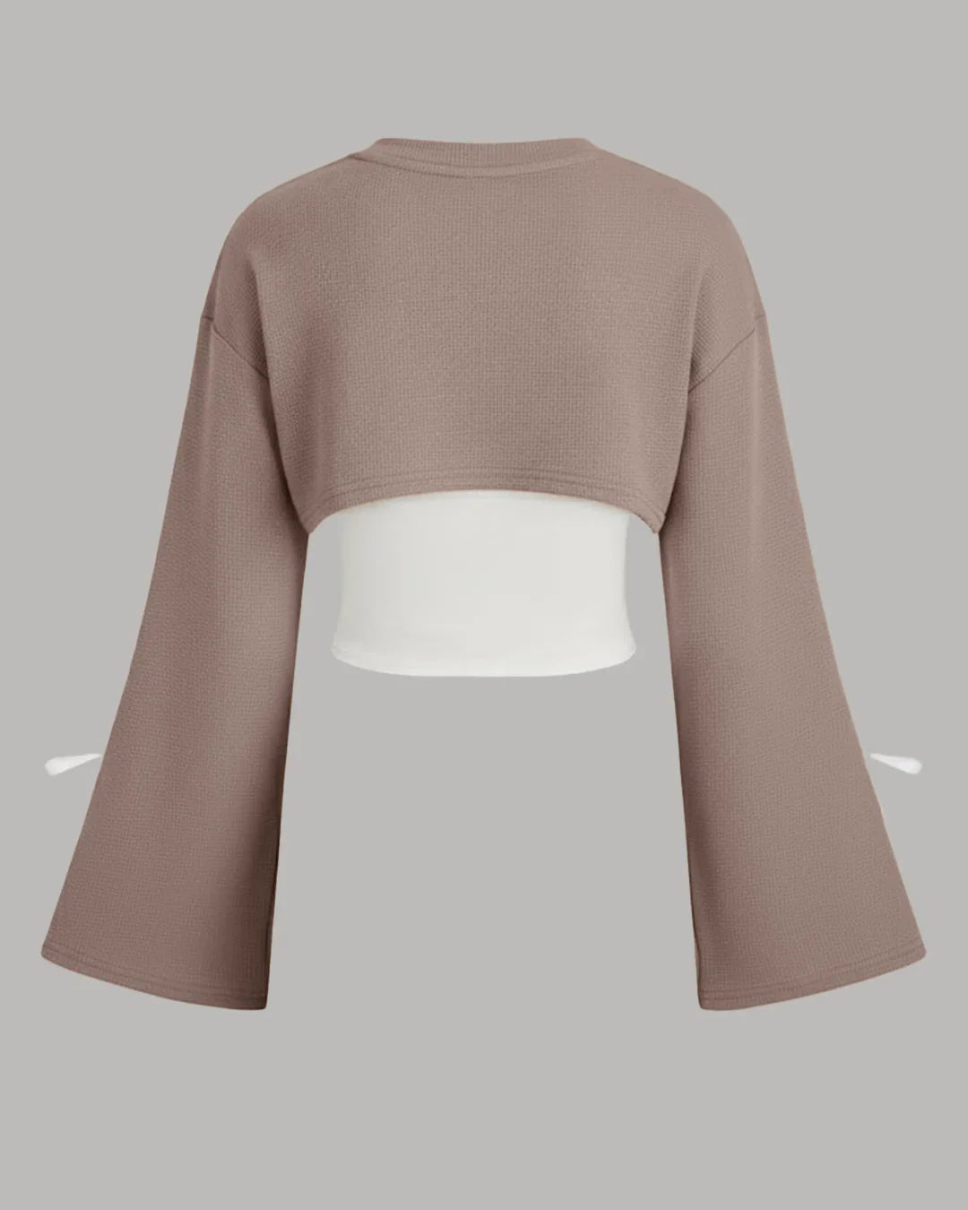 Casual Cut-Out Round Neck Full Sleeve Top in Pink and White