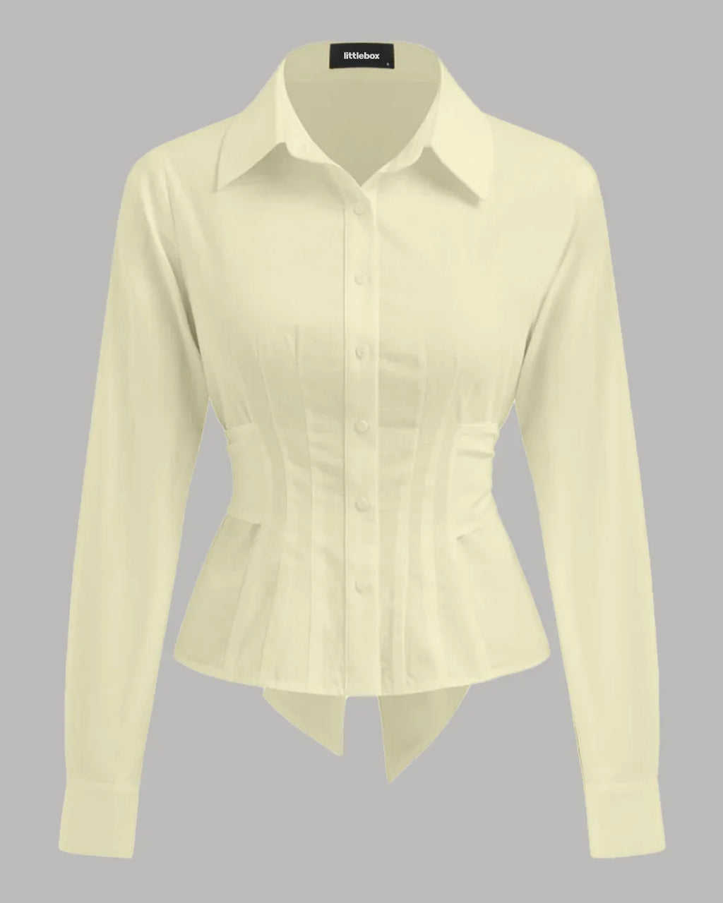Casual Slim Fit Tie-Up Back Womens Button Down Shirt in Yellow