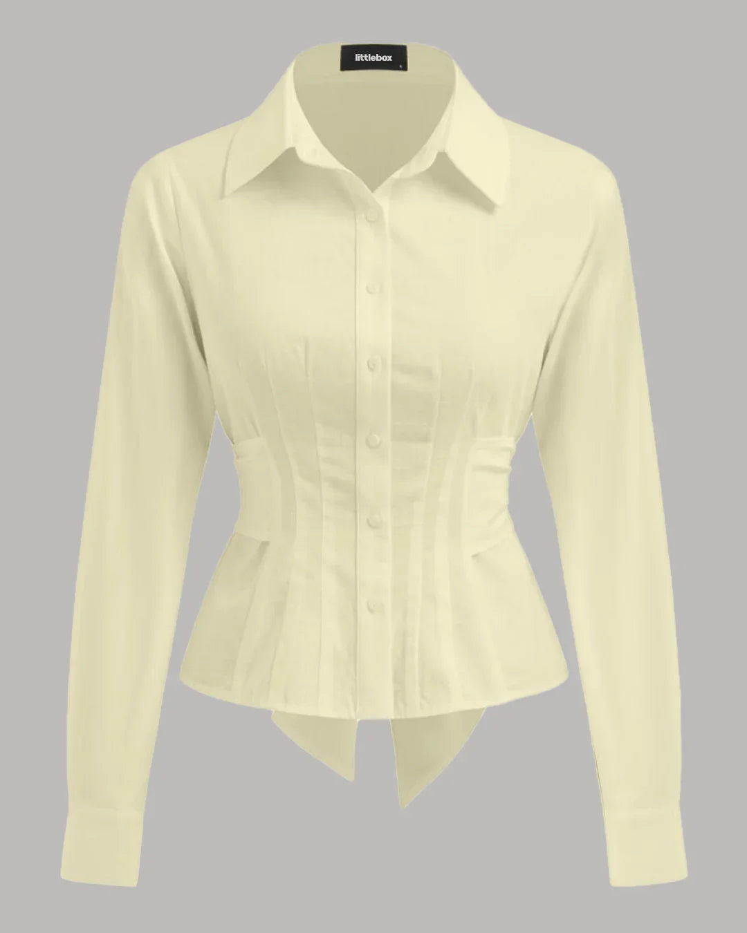 Casual Slim Fit Tie-Up Back Womens Button Down Shirt in Yellow