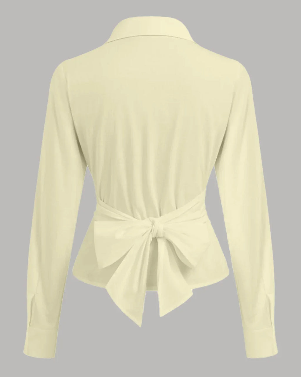 Casual Slim Fit Tie-Up Back Womens Button Down Shirt in Yellow