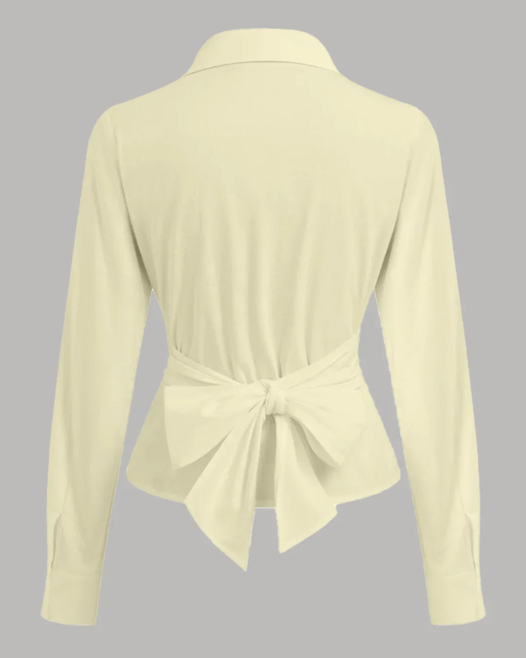 Casual Slim Fit Tie-Up Back Womens Button Down Shirt in Yellow