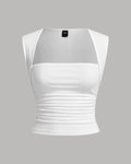 Casual Square Neck Structured Sleeveless Top in White