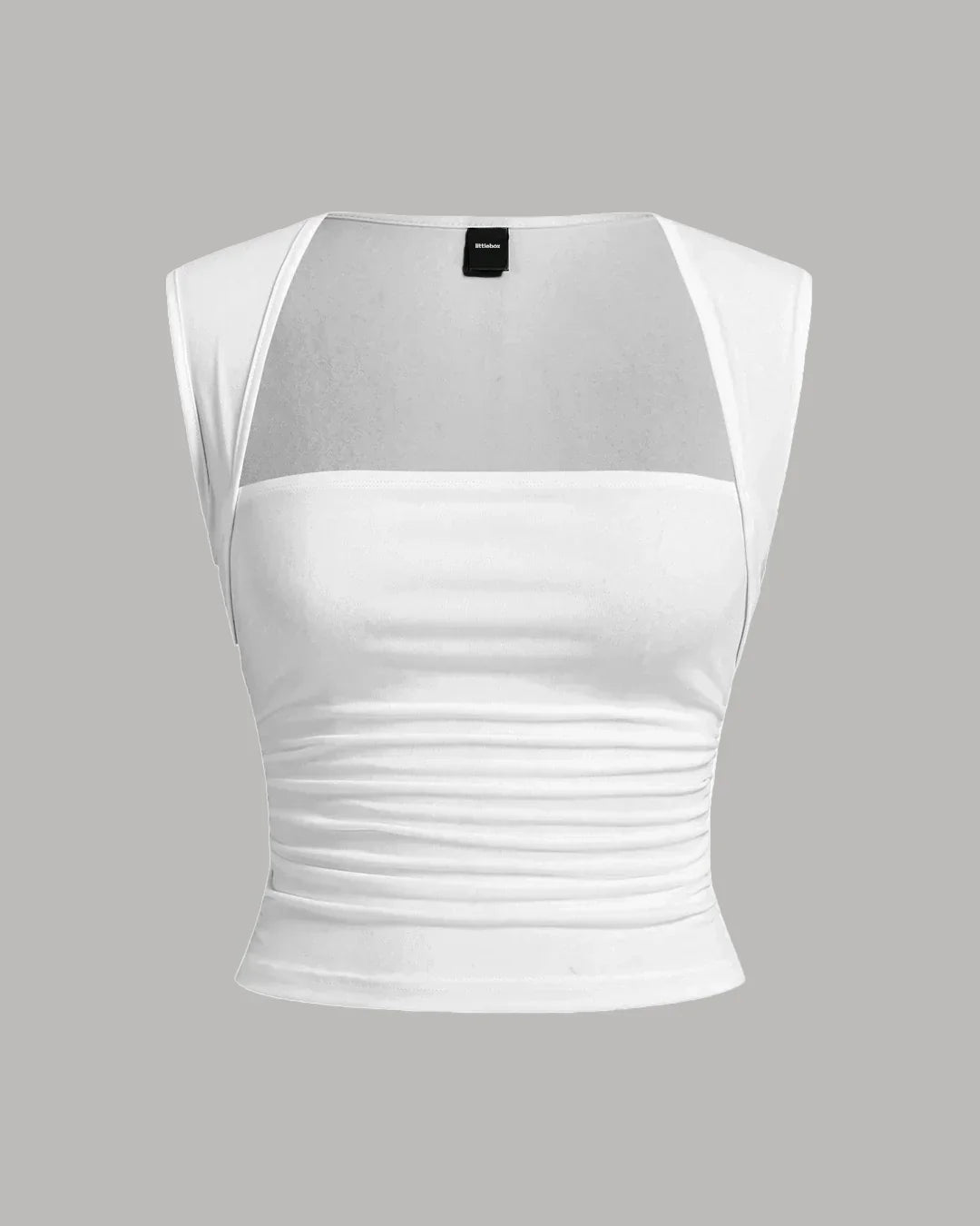 Casual Square Neck Structured Sleeveless Top in White