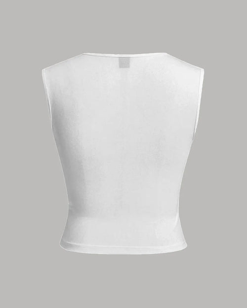 Casual Square Neck Structured Sleeveless Top in White