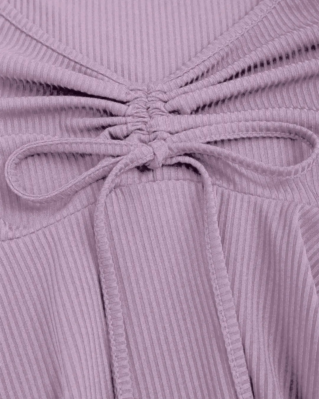 Casual Square Neck Tie-Up Flared Long Sleeve Top in Purple
