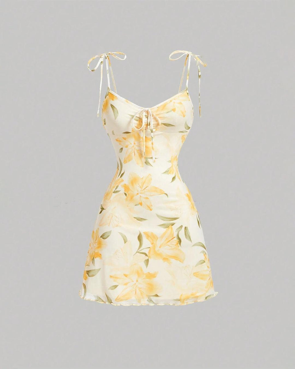 Casual Tie Strap Bodycon Floral Mini Dress