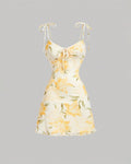 Casual Tie Strap Bodycon Floral Mini Dress