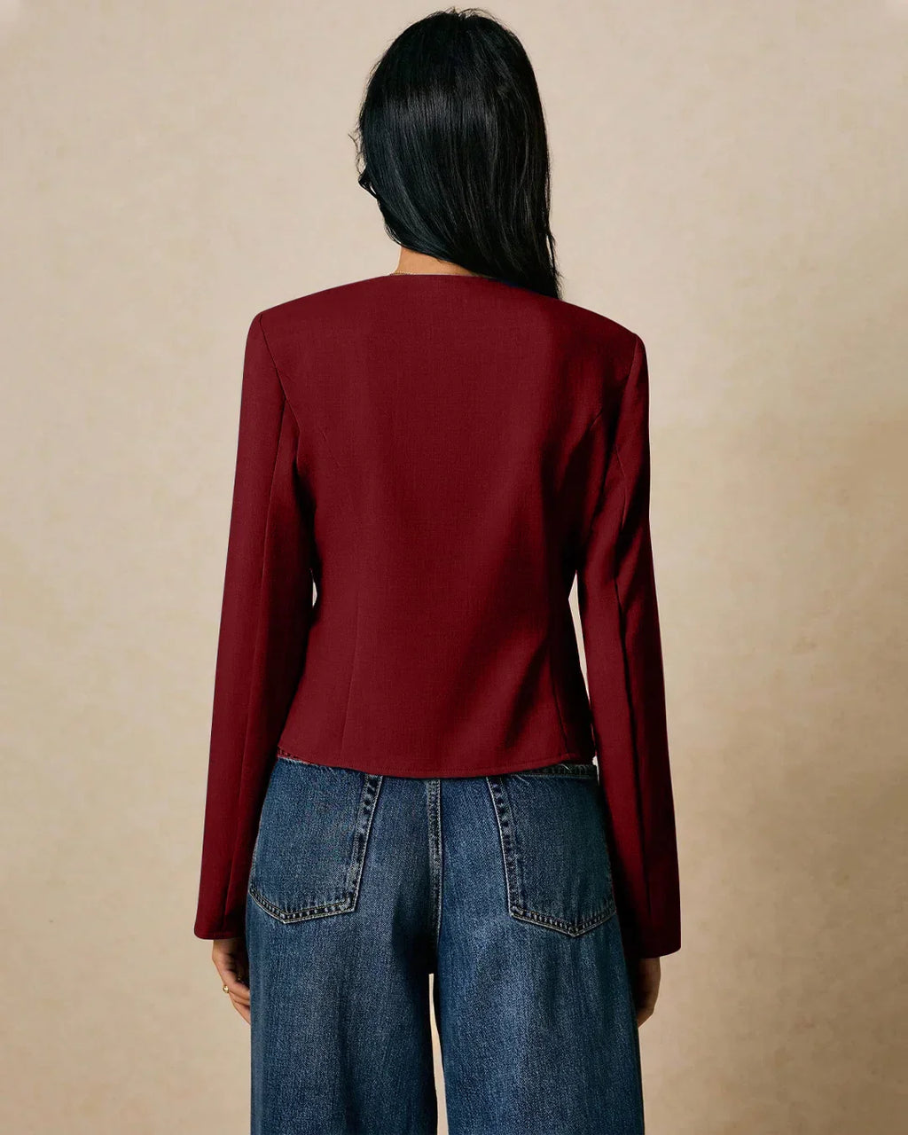 Casual V-Neck Slim Fit Womens Wrap Top in Maroon