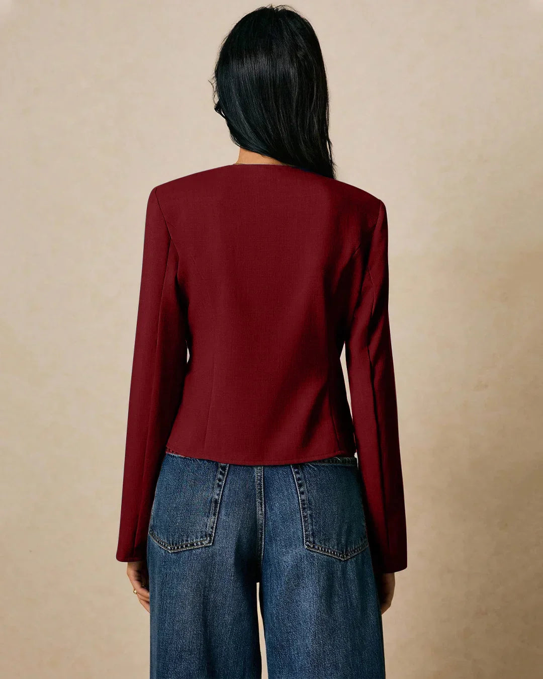 Casual V-Neck Slim Fit Womens Wrap Top in Maroon