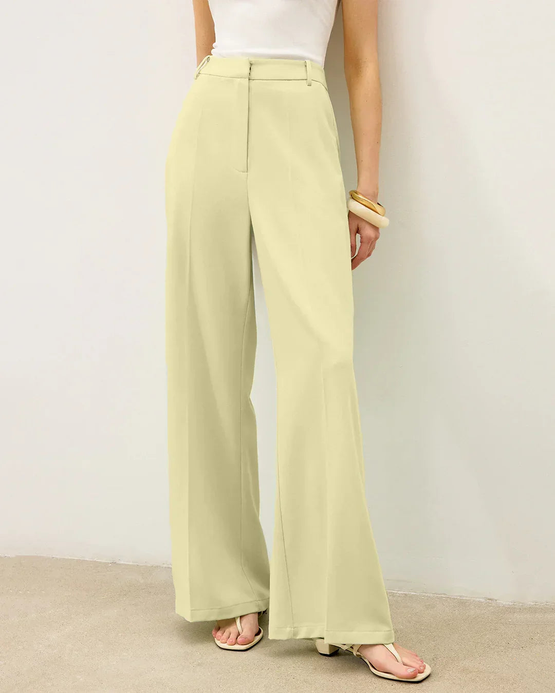 High-Waist Tailored Wide-Leg Trousers in French Vanilla