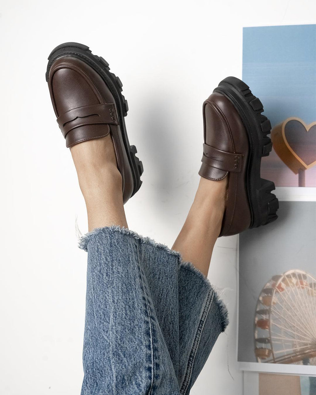 Chunky Sole Casual Loafers In Brown