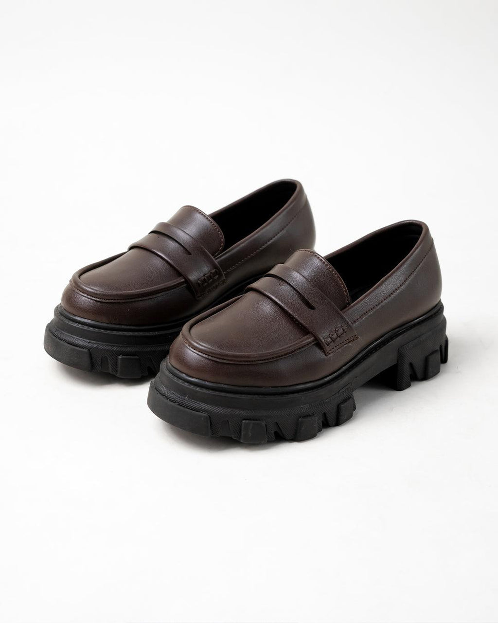 Chunky Sole Casual Loafers In Brown
