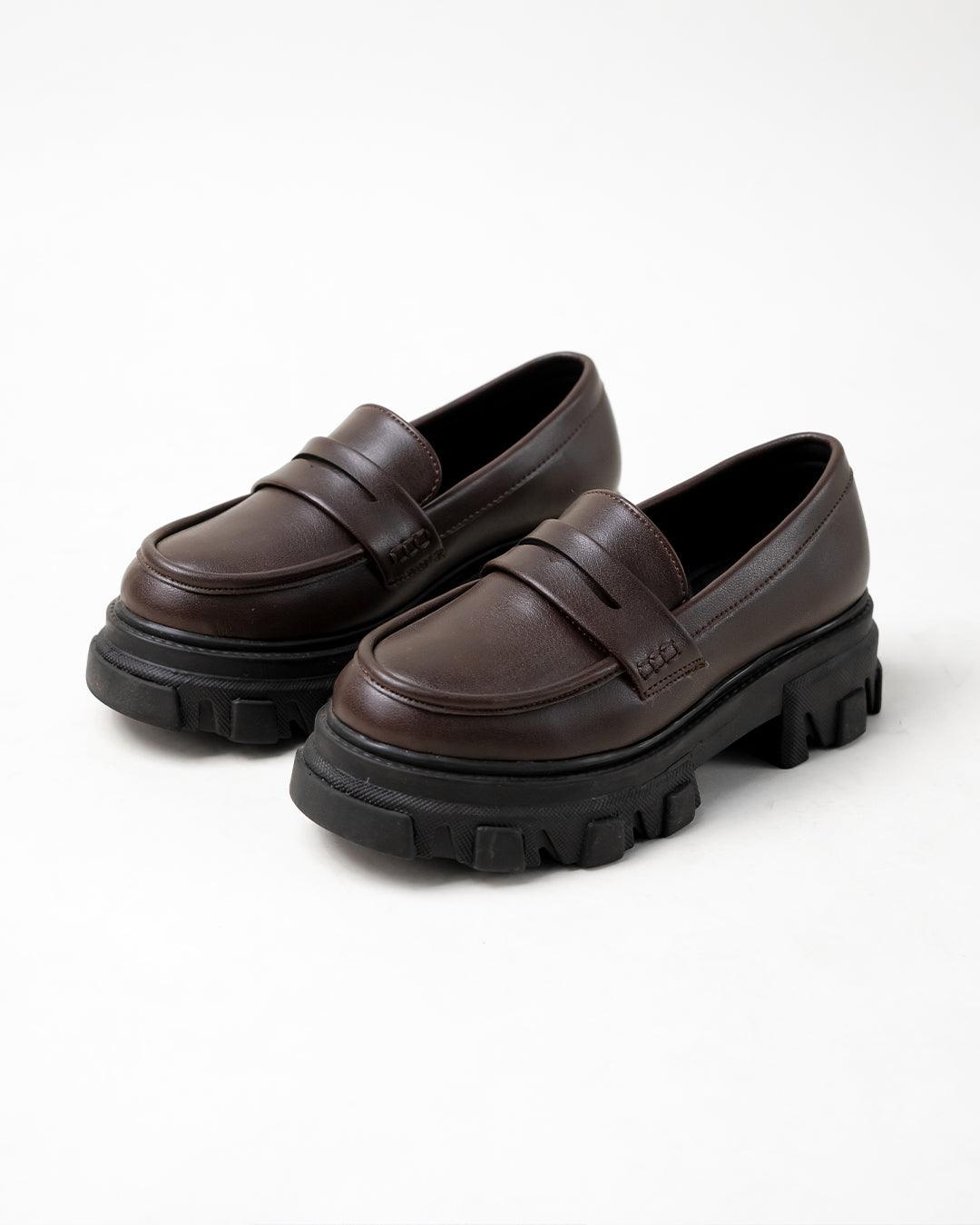 Chunky Sole Casual Loafers In Brown