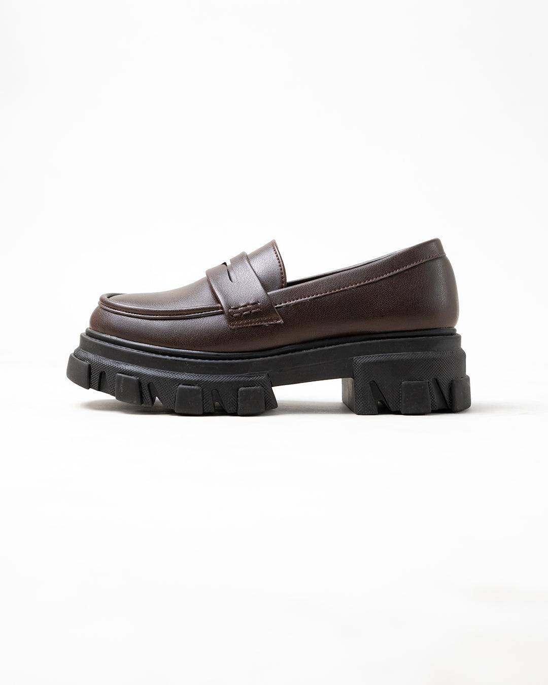 Chunky Sole Casual Loafers In Brown