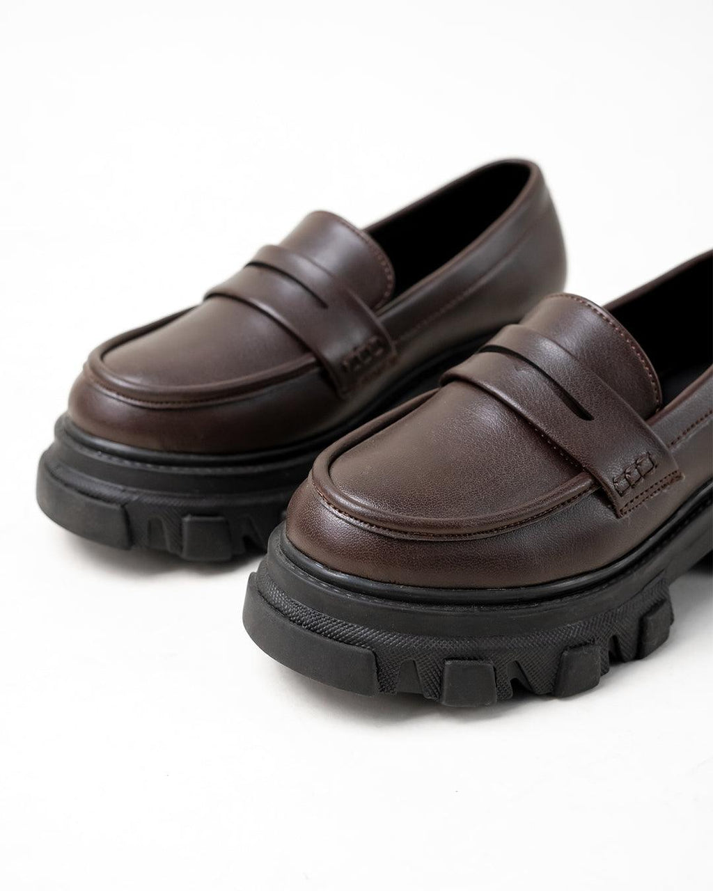 Chunky Sole Casual Loafers In Brown