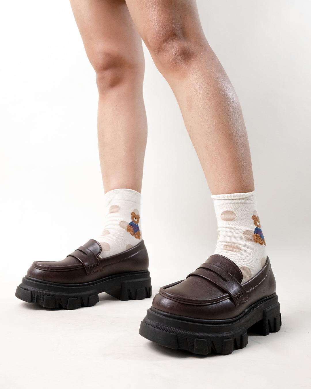Chunky Sole Casual Loafers In Brown