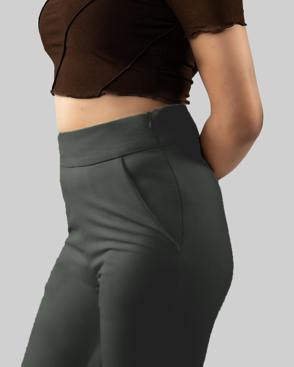 Regular Fit High Rise Trousers