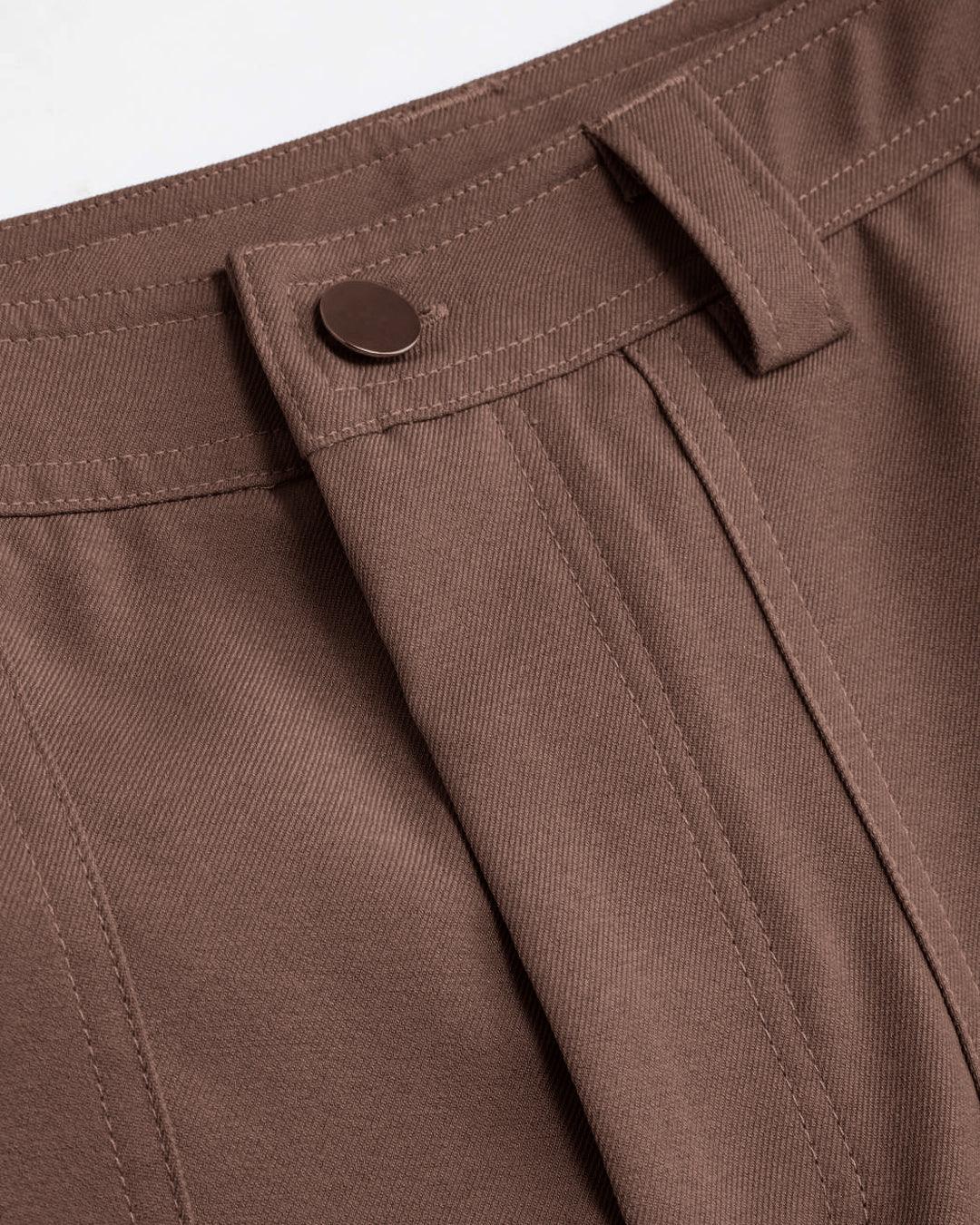 Solid Color Women Y2K Cargos In Brown